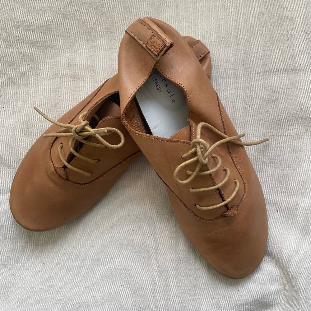 Tan leather laced loafers